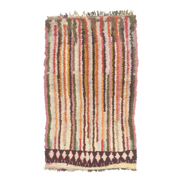 Vintage Azilal Boucherouite Moroccan Rug, 04'00 X 06'05 For Sale