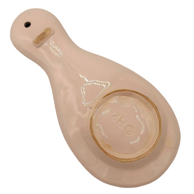 Mid-Century Hand Painted 3d Flamingo Florida Tropical Beach Themed Spoon Rest For Sale - Image 4 of 4