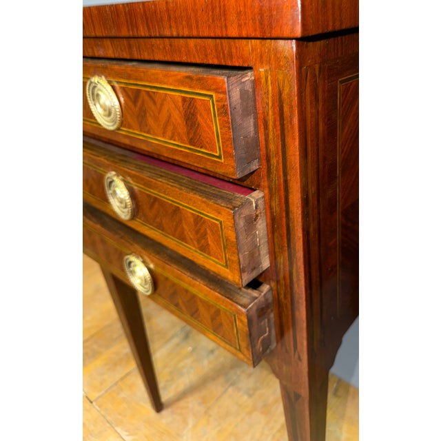 Wood Louis XVI Style Bedside Tables, 1920s, Set of 2 For Sale - Image 7 of 9