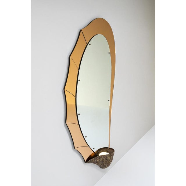 Large Mirror in Amber Glass and Metal by Cristal Art, Italy, 1960s For Sale - Image 9 of 9
