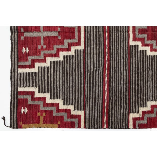 Modern Navajo-Style Hand-Woven Wool Rug With Geometric Terraced Medallions For Sale - Image 9 of 10
