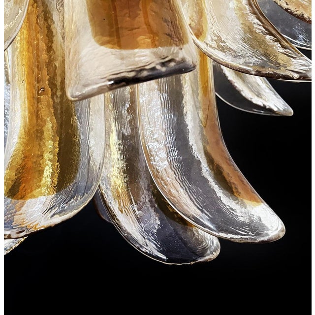 1990s Vintage Italian Murano Chandelier with 41 Glass Amber Petals, 1990s For Sale - Image 5 of 17