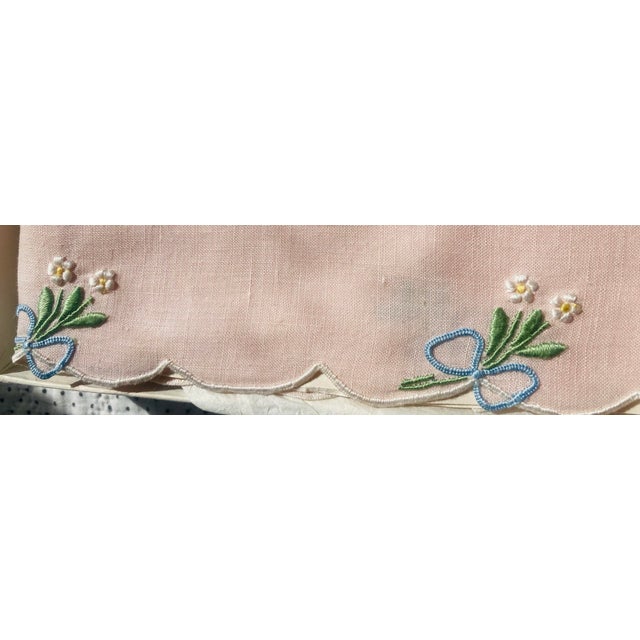 Mid 20th Century Madeira Pink Embroidered Linen Placemats and Napkins in Original Box - 4 pcs For Sale In Washington DC - Image 6 of 9