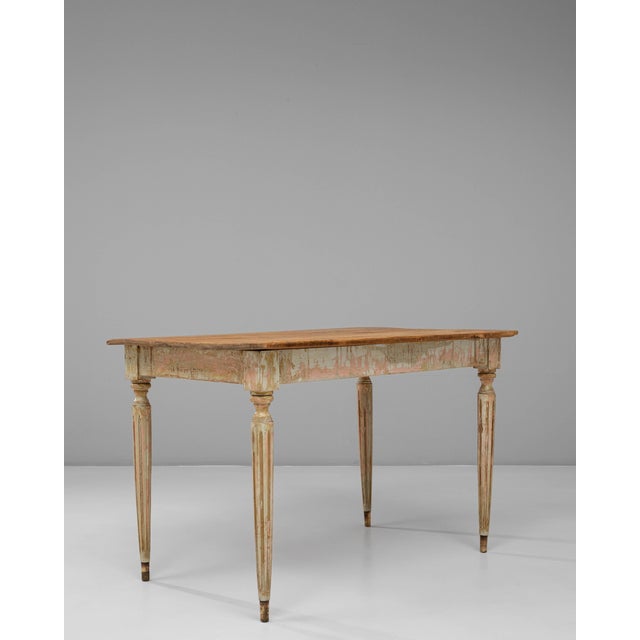 20th Century French Gustavian Wood Patinated Side Table For Sale - Image 4 of 18