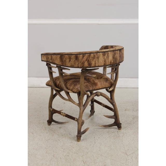 2010s Theodore Alexander Antler Chair W. Animal Hide For Sale - Image 5 of 15