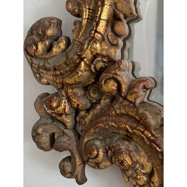 1920s Louis XV Original Patina Dark Gold French Rococo Boudoir Mirror, Paris For Sale - Image 10 of 13