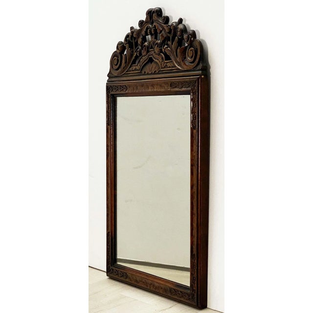 English English Rectangular Mirror in Carved Frame of Walnut (H 33 3/8 X W 21) For Sale - Image 3 of 13