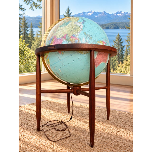 Blue Vintage Mid Century Modern Replogle 24" Library Globe ~ Floor Lamp ~ Pearsall / McCobb Era For Sale - Image 8 of 18