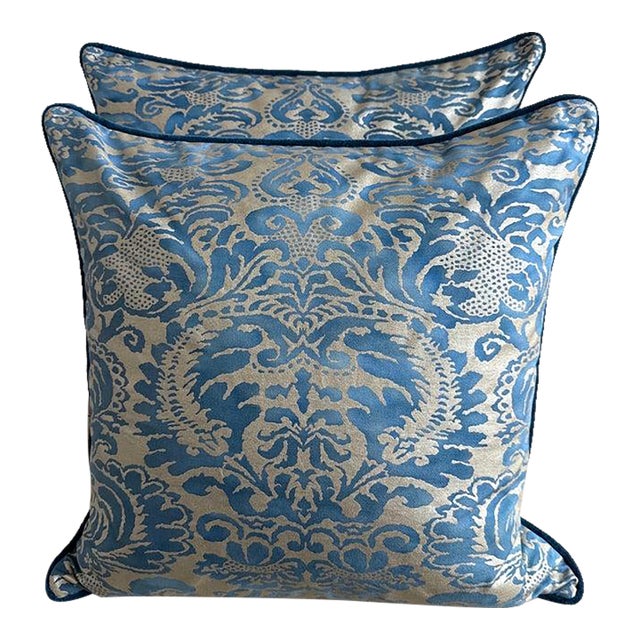 Pair of Venetian Fortuny Textile Pillows For Sale