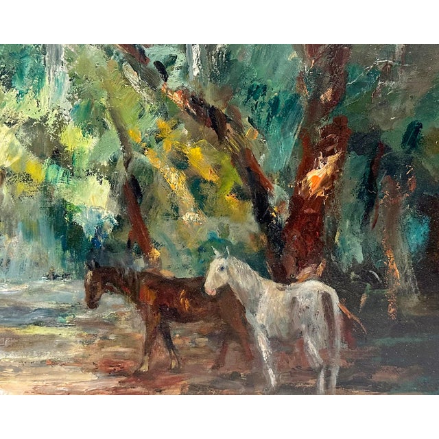 Realism Signed Oil on Board Painting of Horses Tod Lindenmuth For Sale - Image 3 of 8