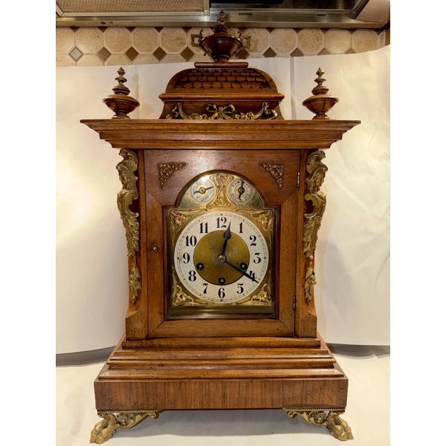 Antique Junghans German Bracket Mantel Clock Westminster Quarter Strike Chimes For Sale - Image 4 of 13