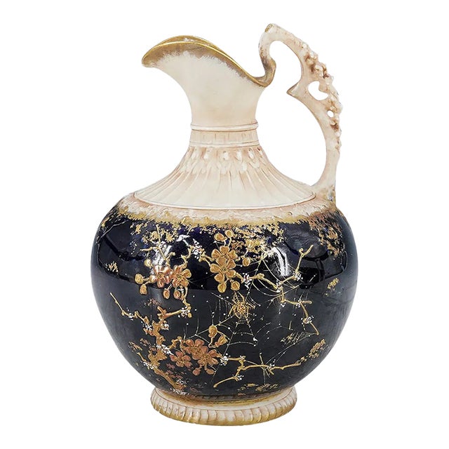 Amphora Art Nouveau Ewer, c.1900, Spider Web & Gilt Floral Design For Sale