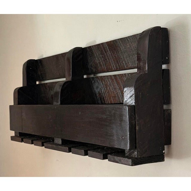 1980s Rustic Wooden Handmade Wine Bottle Holder For Sale - Image 10 of 11