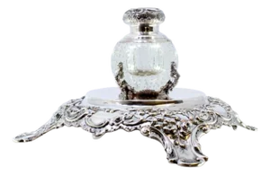 Silver Inkwell with Glass Tank