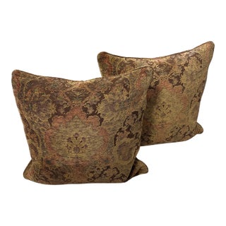 Crate & Barrel Tapestry Pillows, Pair For Sale