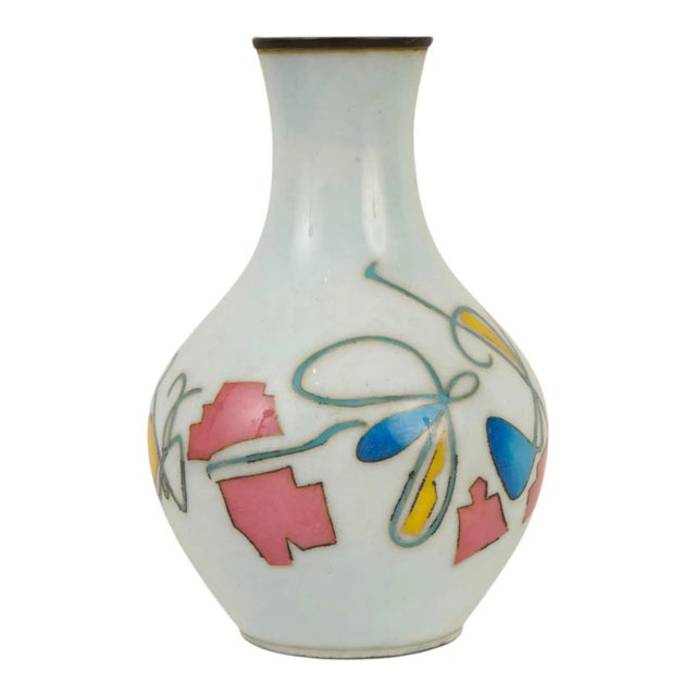 Japanese Showa Abstract Cloisonne Enamel Vase For Sale In New York - Image 6 of 8