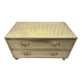 Sarreid Ltd. Campaign Style Brass Clad Coffee Table From Spain. For Sale