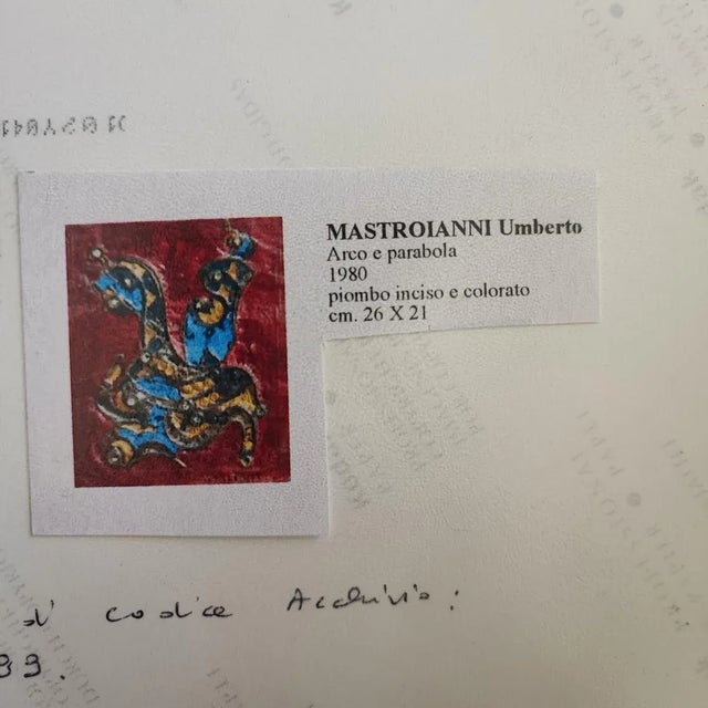 Umberto Mastroianni, Acco E Parabolica, 1980, Engraved and Colored Lead Painting, Framed For Sale - Image 8 of 15