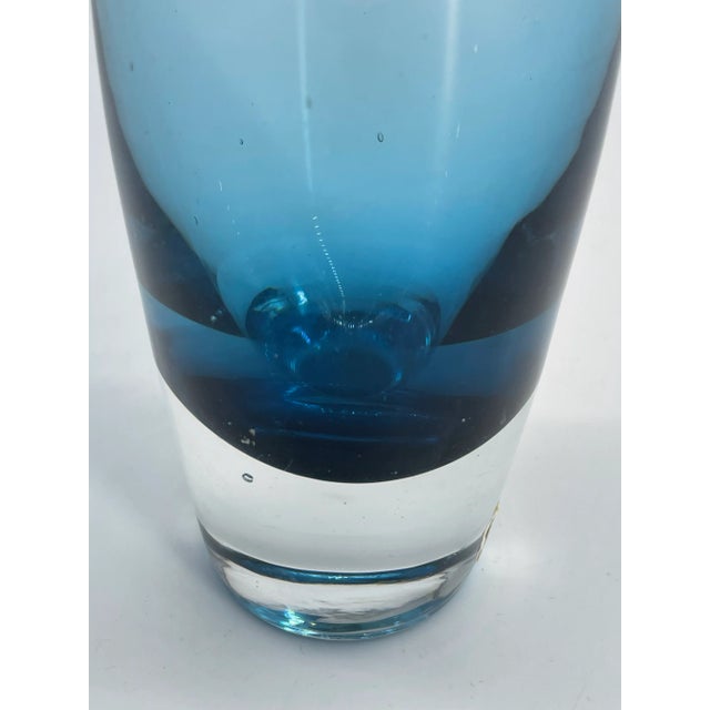 Aseda Glasbruk Swedish Modern Blue Bullet Vase by Bo Borgstrom for Aseda Glasbruk For Sale - Image 4 of 8