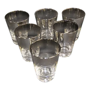 Dorothy Thorpe Mid-Century Silver Fade Barware Shot Glasses - Set of 6