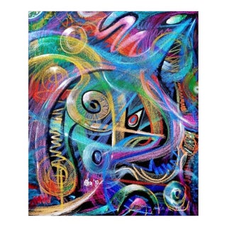 "Boy Who Cried Wolf", Acrylic and Oil Pastel on Canvas Painting by Ara Deinde For Sale