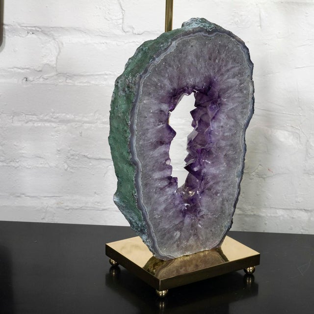 Pair of amethyst geode table lamps For Sale In New York - Image 6 of 11