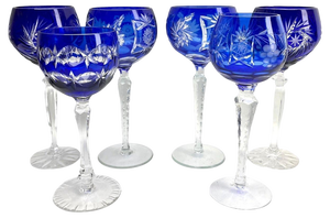 Cobalt Stem Glasses in Crystal, 1950, Set of 6