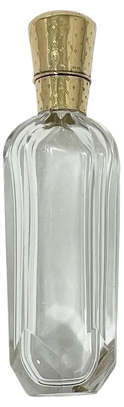 19th Century Dutch Crystal and Gold Perfume Bottle by H.A.M. van Tongeren, 1870s