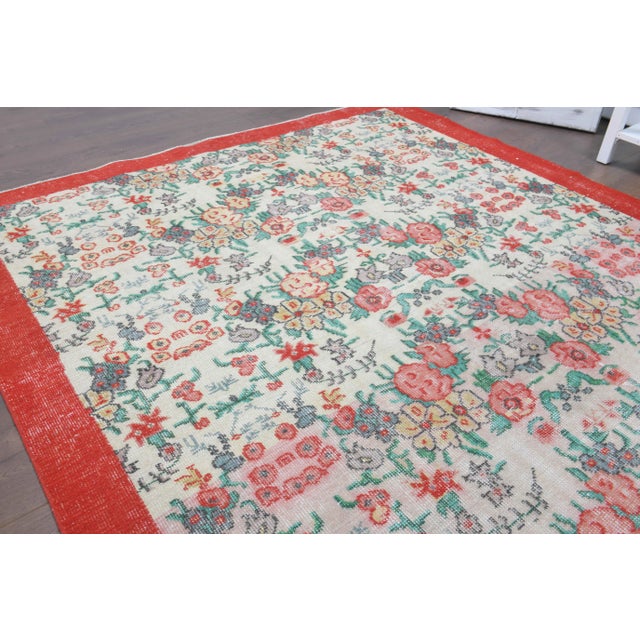 Vintage Turkish Oushak Handmade Wool Cotton Beige Area Rug For Sale - Image 6 of 11