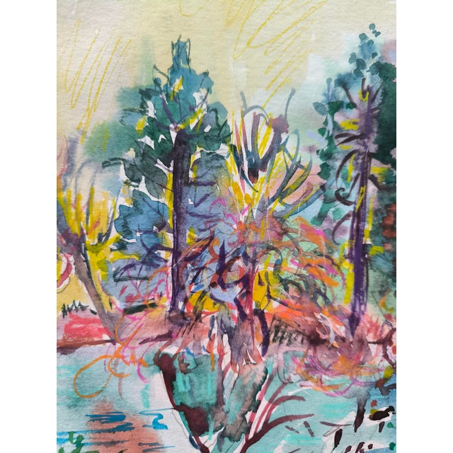 Linda Clerget, Lake Saint Mandé, Watercolor on Paper, Framed For Sale - Image 4 of 8