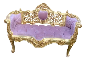 Late 20thC French Louis XVI Rose Velvet Gilt Beech Settee