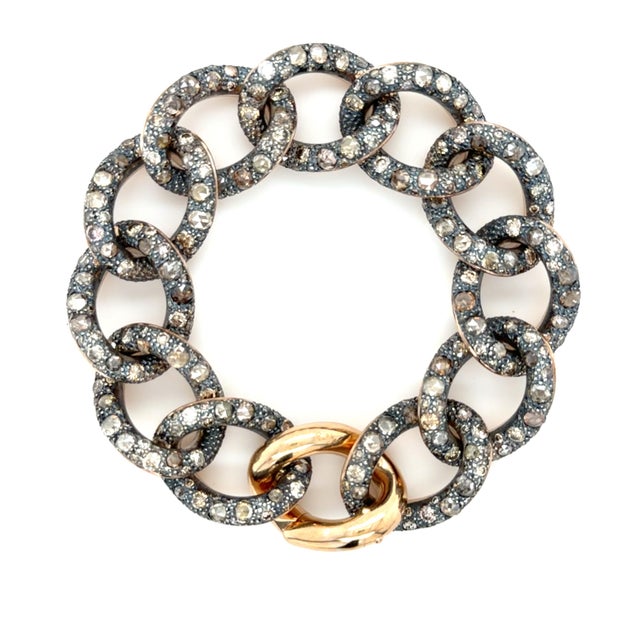 Contemporary Pomellato, Silver-Topped, 18k Rose Gold and Brown Diamond Tango Bracelet, 14cttw For Sale - Image 3 of 9