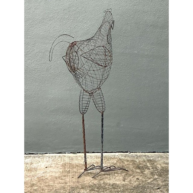 Vintage Iron Wire Rooster Sculpture For Sale - Image 12 of 12