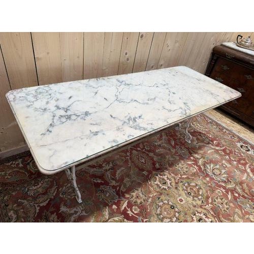 Large Art Nouveau Brasserie Table in Iron and Marble For Sale - Image 3 of 7