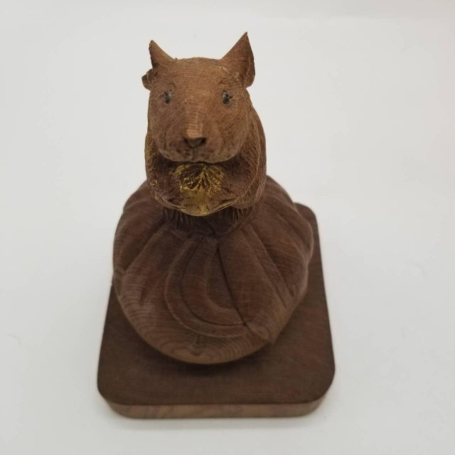 Vintage Japanese Wooden Carving of a Mouse Holding a Chestnut – Folk Art Figurine For Sale - Image 6 of 18