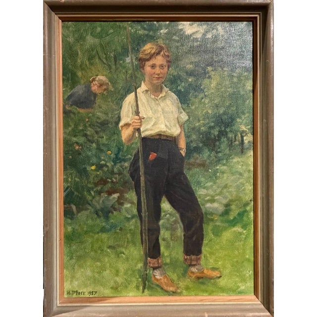 Modern Heinrich Pforr, Garden Portrait, Oil Painting on Canvas For Sale - Image 3 of 13