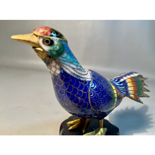 1910s Pair Cloisonne Pheasants Large Chinese Sculpted Gilt Birds Qing Dynasty For Sale - Image 5 of 7