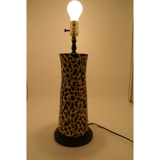 Late 20th Century Black & Ivory Geometric Chulucanas Pottery Lamp – Handcrafted Peruvian Art- Tribal Vase For Sale - Image 9 of 9