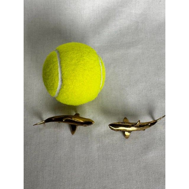 Metal Vintage Small Coastal Solid Brass Shark Cabinetry Hardware Knobs/Pulls For Sale - Image 7 of 8