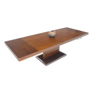 Single Pedestal Base Milo Baughman Walnut Dining Table w/ 2x16" Leaves MINT For Sale