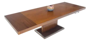 Single Pedestal Base Milo Baughman Walnut Dining Table w/ 2x16" Leaves MINT