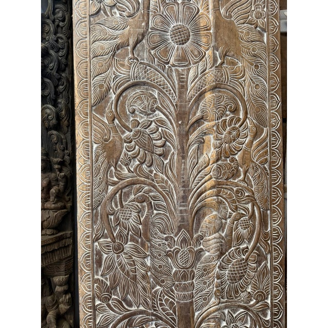 Vintage Tree of Life Carved Barn Door – Reclaimed Wood Wellness Wall Panel With Spiritual 84x36 For Sale - Image 4 of 6