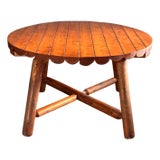 Antique Rustic Alpine Scalloped Pine Log Dining Table For Sale