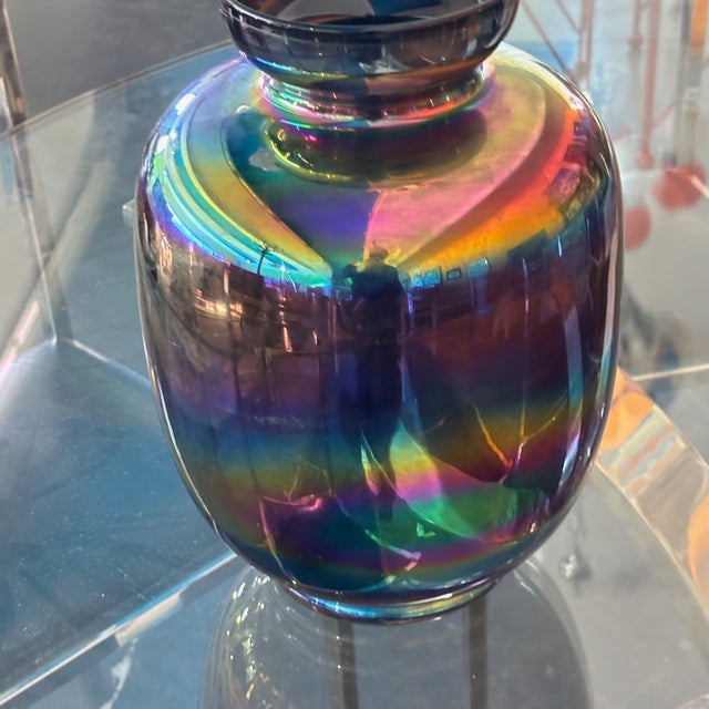 Iridescent Murano Glass Vase by Sergio Asti for Venini, 1980s For Sale - Image 3 of 9