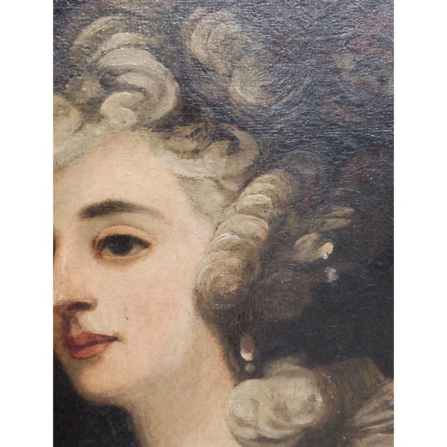 Wood 18th/19th Century Portrait Oil on Canvas Painting of a Woman in Gilt Gold Frame For Sale - Image 7 of 17