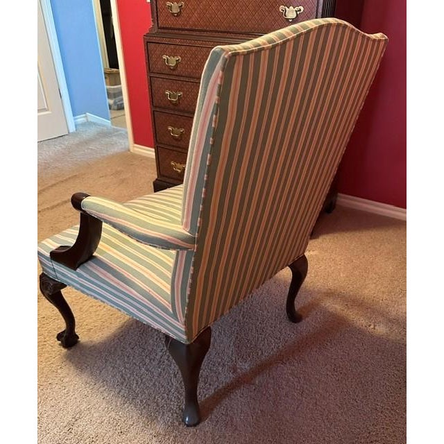 Queen Anne Vintage Queen Anne Upholstered Armchair For Sale - Image 3 of 5