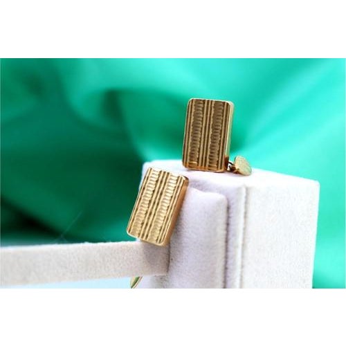 Metal Gold Cufflinks with Reliefs, Set of 2 For Sale - Image 7 of 8