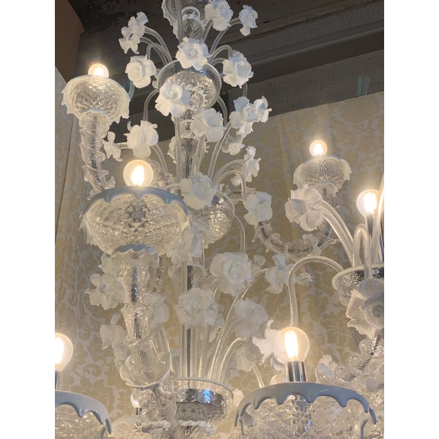 Transparent Contemporary Floral Ca' Rezzonico Murano Glass Chandelier For Sale - Image 8 of 12