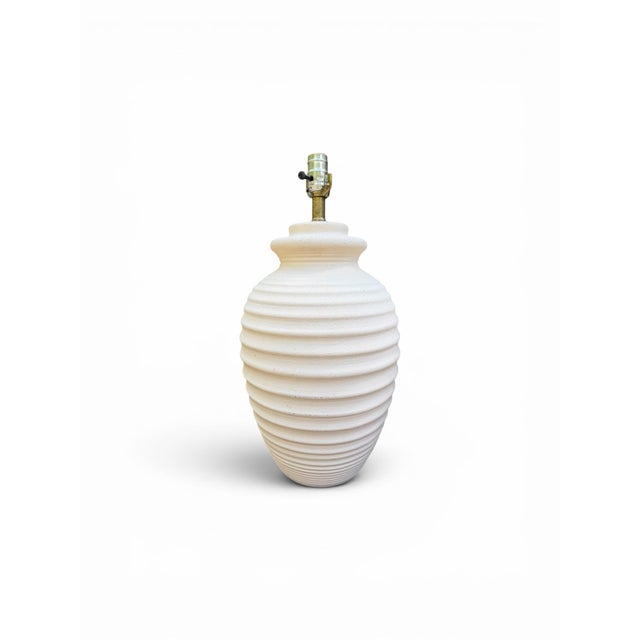 Postmodern Vintage Mar-Kel Postmodern Ribbed Plaster-Style Beehive Lamps - A Pair For Sale - Image 3 of 9