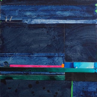 Last Horizon by Nicole Hyde | Acrylic on Paper on Cradled Panel Abstract composition in blue tones. For Sale
